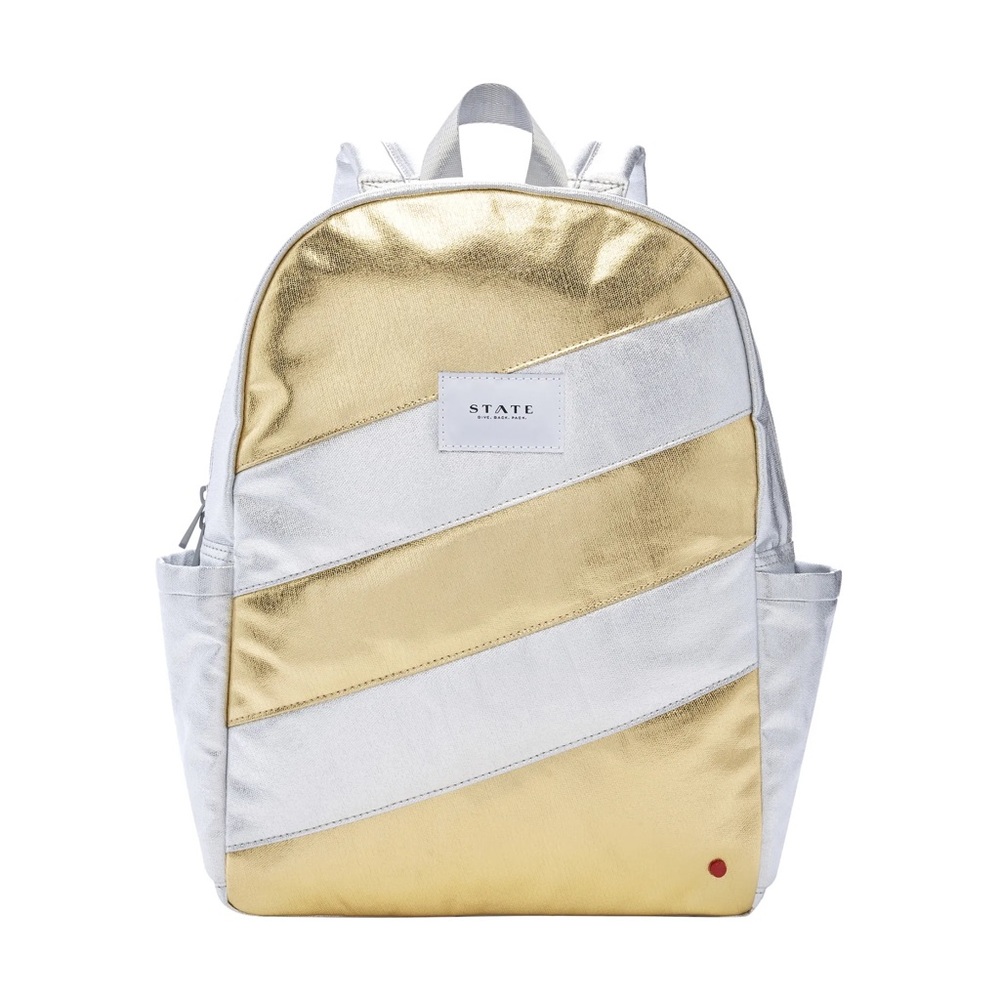 STATE Silver and Gold Rucksack Kane Metallic Backpack